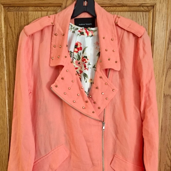 Jealous Tomato Oversized Studded Peach Jacket Medium - Picture 7 of 7